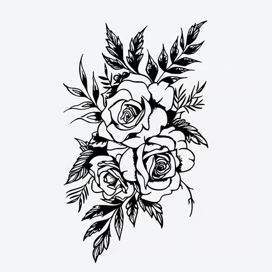 Blue Rose Floral Arrangement Tattoo