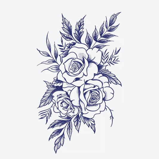 Blue Rose Floral Arrangement Tattoo