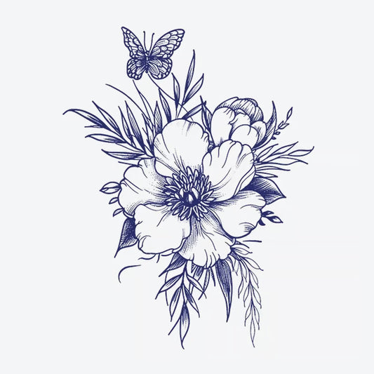Butterfly Flower Arrangement Tattoo