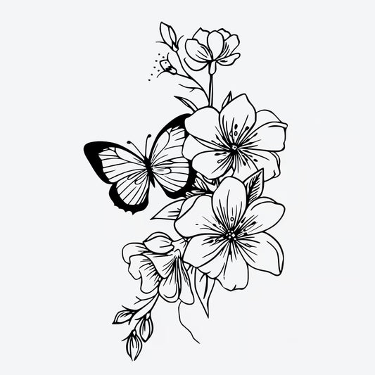 Butterfly Flower Bouquet Tattoo