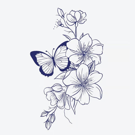 Butterfly Flower Bouquet Tattoo