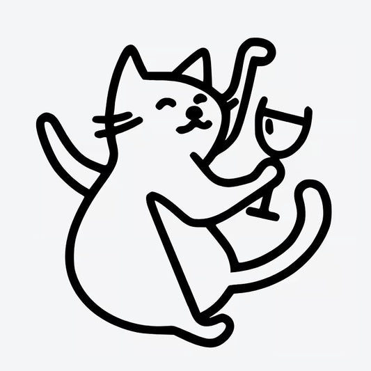 Playful Cat With Wine Glass Tattoo