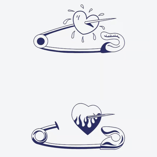Heart And Safety Pin Tattoo
