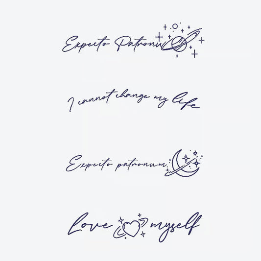 Inspirational Quotes And Cosmic Symbols Tattoo