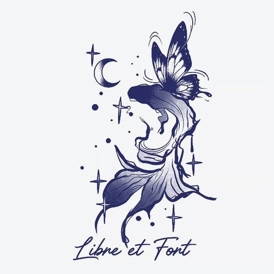 Butterfly Moon Flower Tattoo