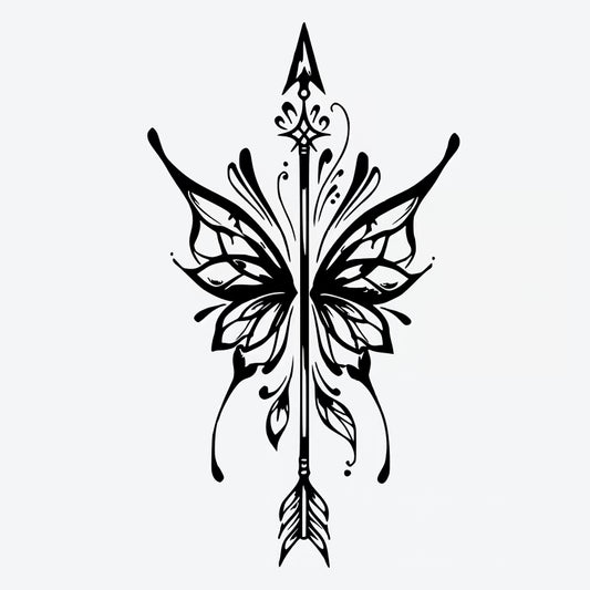 Butterfly Arrow Design Tattoo