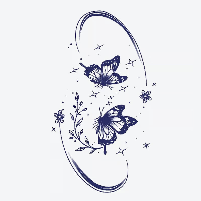 Butterfly Floral Sparkle Tattoo