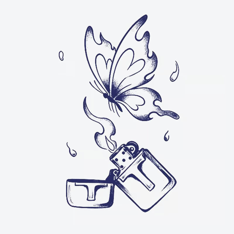 Butterfly Lighter Flame Tattoo