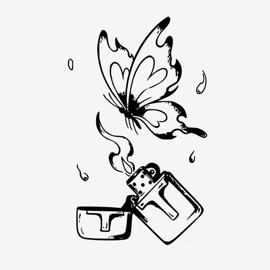 Butterfly Lighter Flame Tattoo