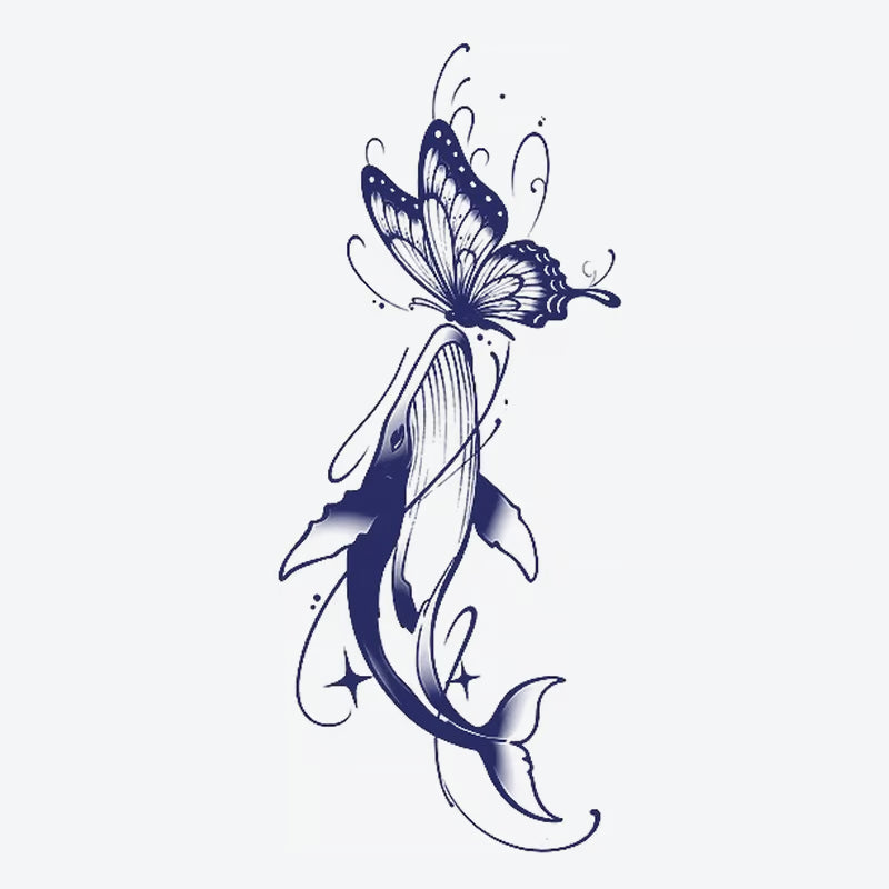 Whale Butterfly Tattoo