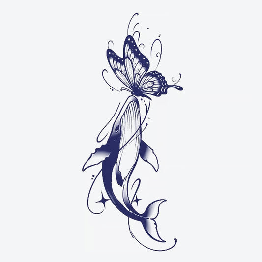 Whale Butterfly Tattoo