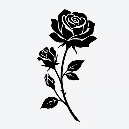 Black Rose Stem Tattoo