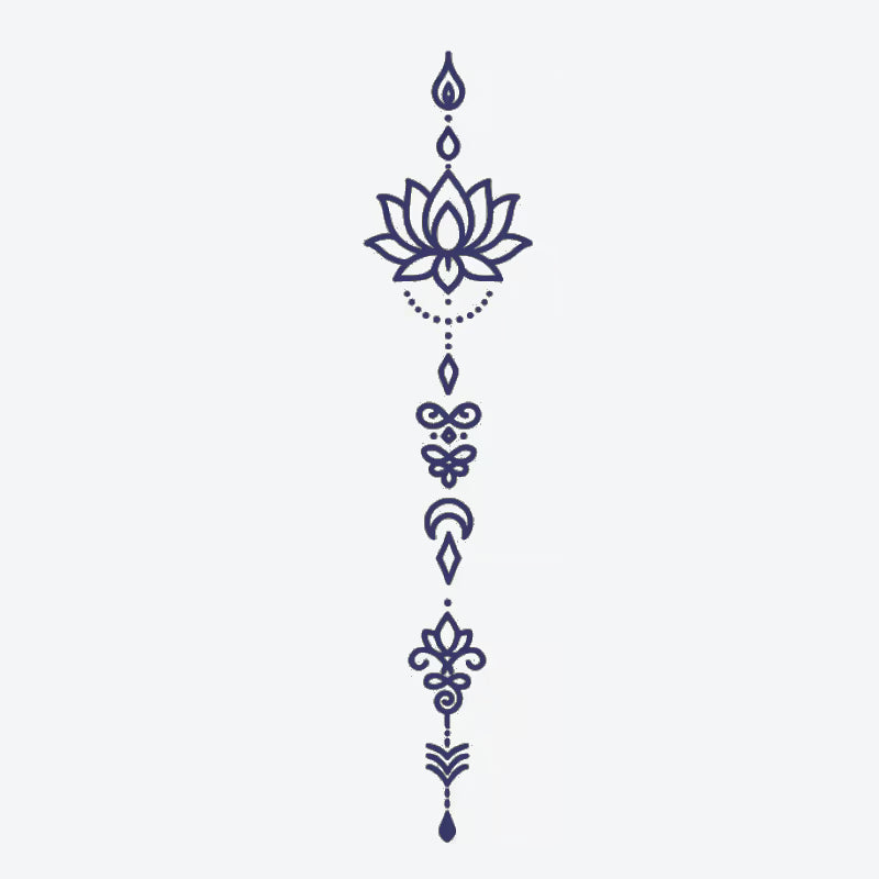 Lotus Ornaments Vertical Tattoo