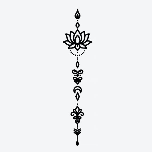 Lotus Ornaments Vertical Tattoo