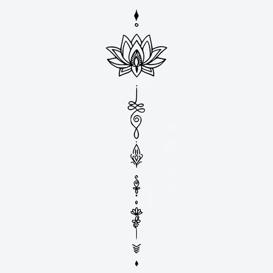 Lotus Mandala Vertical Tattoo
