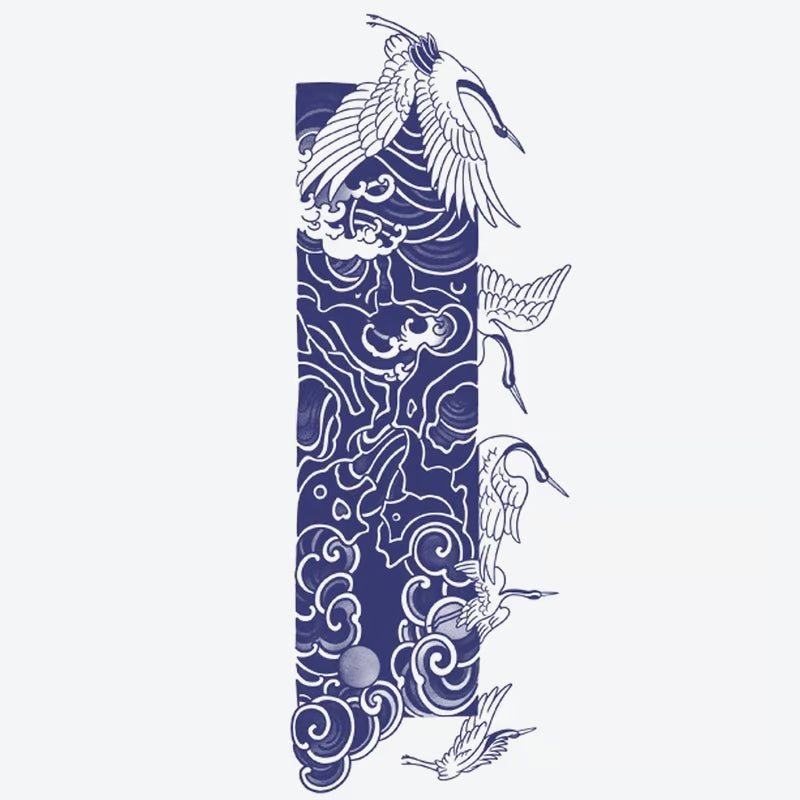 Cranes And Waves Tattoo