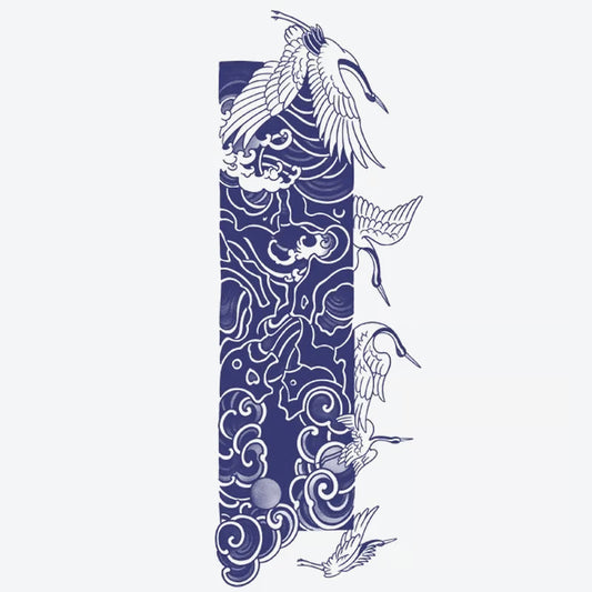 Cranes And Waves Tattoo