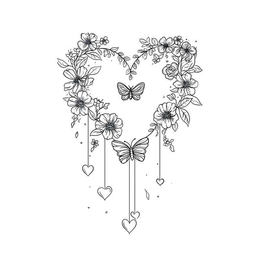 Heart Moon Flower Wreath Tattoo