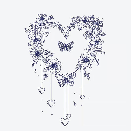 Heart Moon Flower Wreath Tattoo