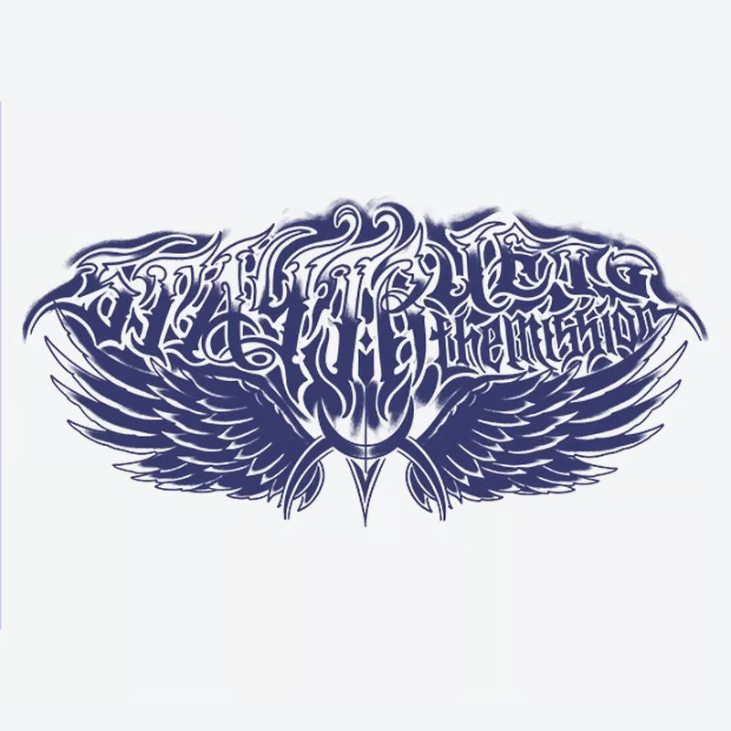 Winged Lettering Tattoo