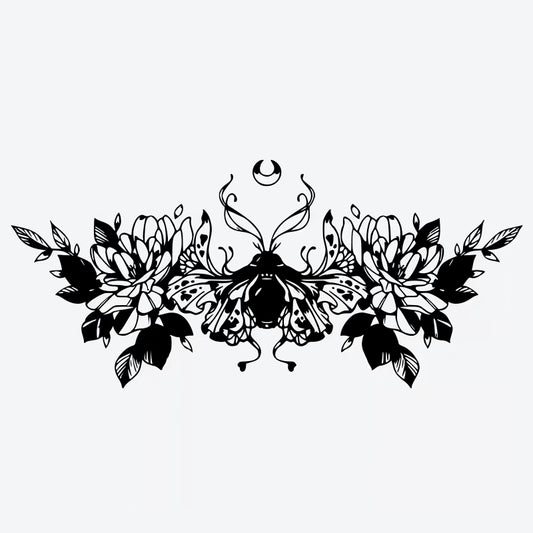Moth And Lotus Blossom Tattoo