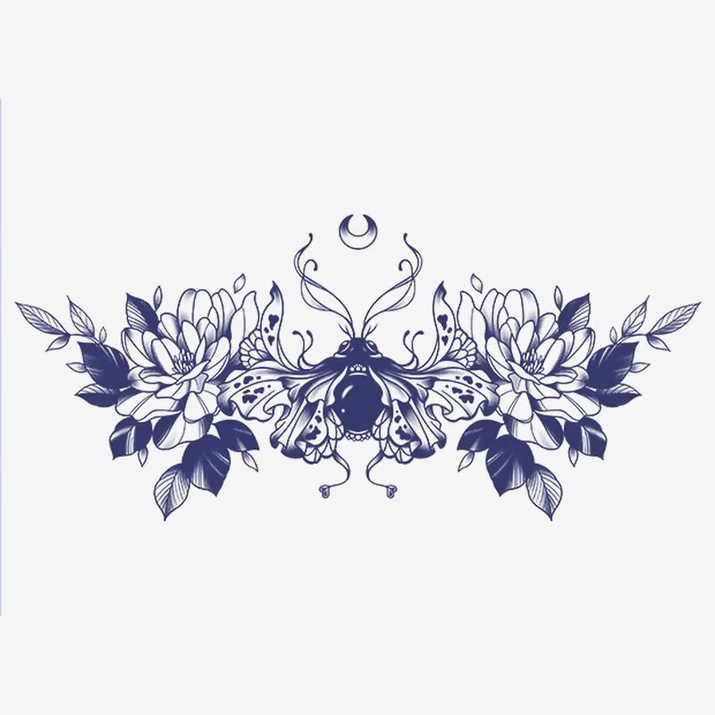 Moth And Lotus Blossom Tattoo