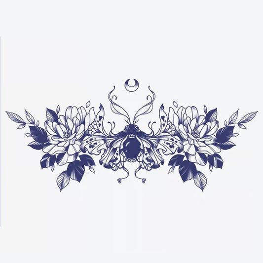 Moth And Lotus Blossom Tattoo