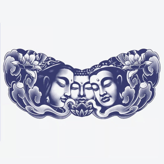 Buddha Faces And Lotus Tattoo