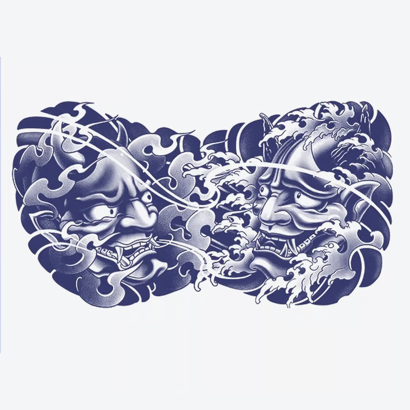 Demon Faces In Stormy Clouds Tattoo