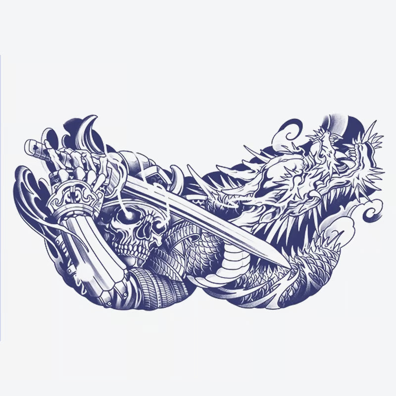 Skull And Dragon Battle Tattoo