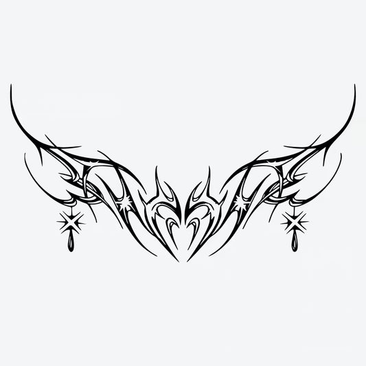 Tribal Heart Star Design Tattoo