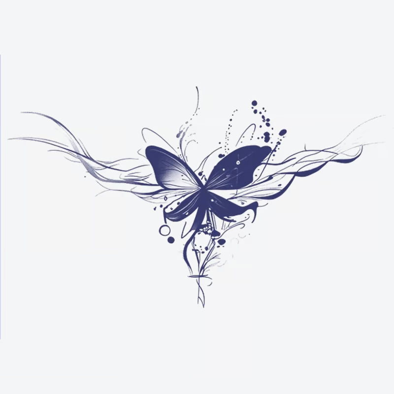 Elegant Butterfly Floral Tattoo