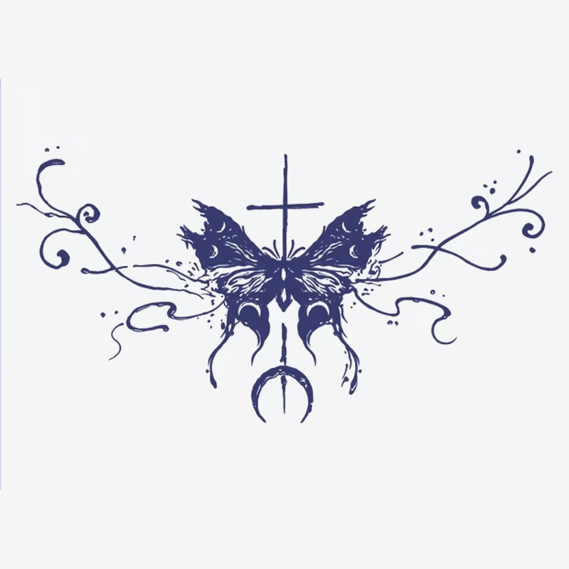 Butterfly Cross Floral Tattoo