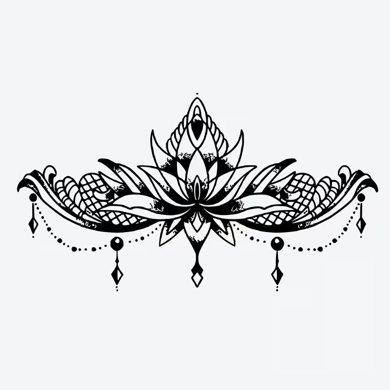 Ornate Lotus Flourish Tattoo