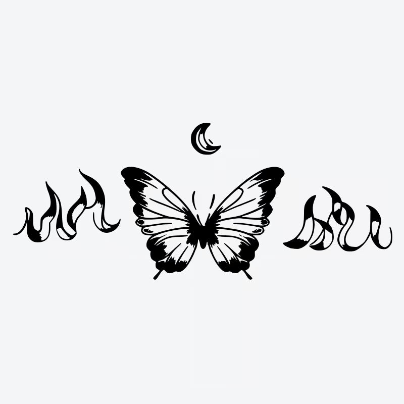 Fire And Butterfly Moon Tattoo