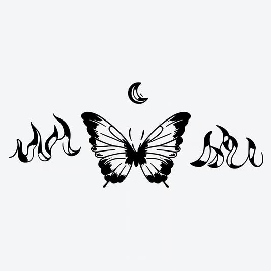 Fire And Butterfly Moon Tattoo
