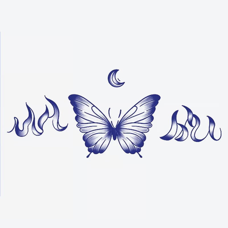Fire And Butterfly Moon Tattoo
