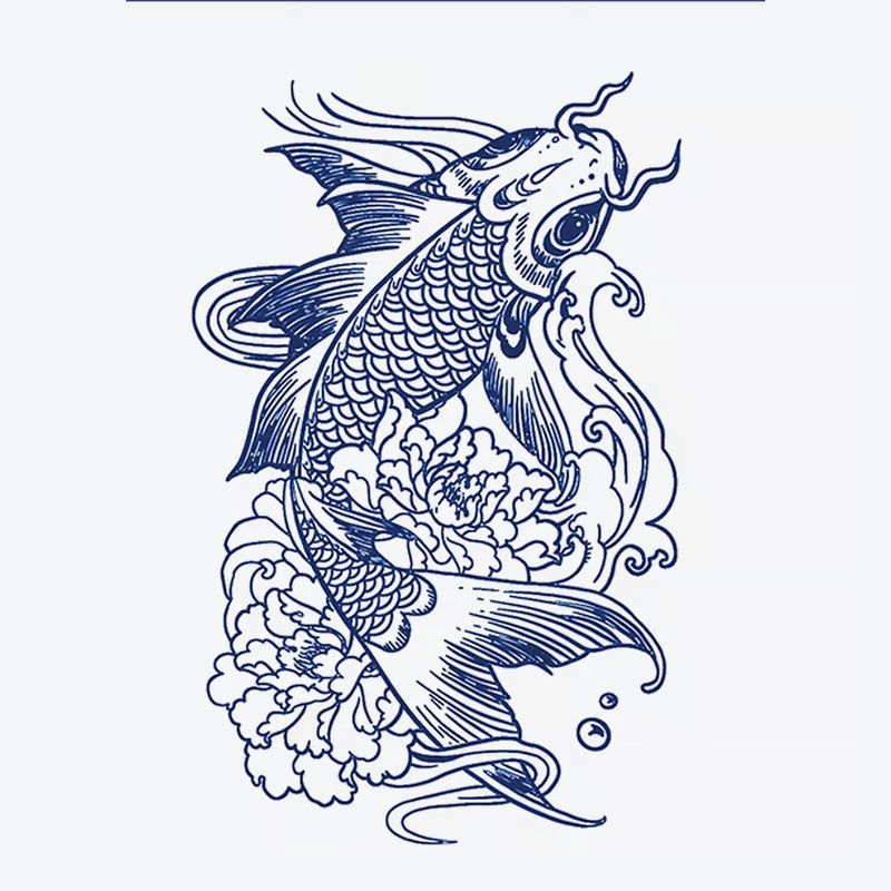 Koi Fish Peony Tattoo