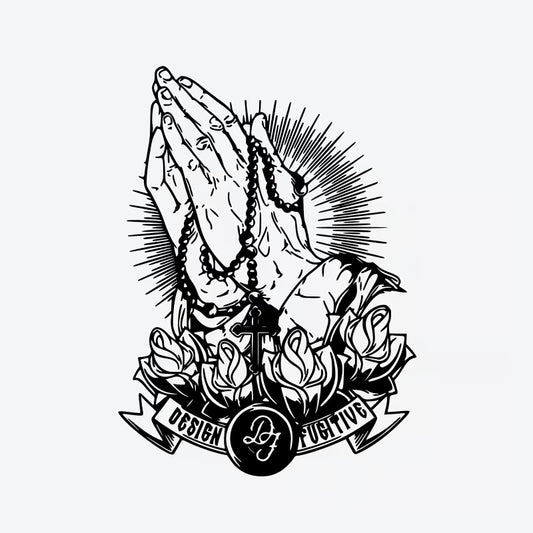 Praying Hands Cross Roses Tattoo