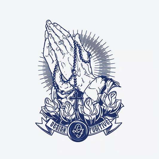 Praying Hands Cross Roses Tattoo