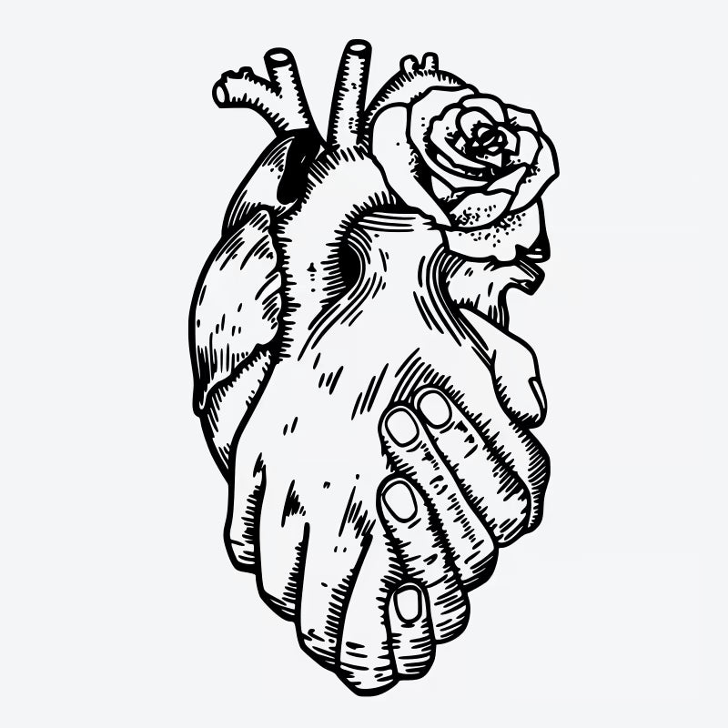 Heart Rose Hands Tattoo