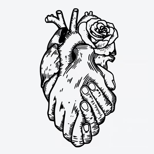 Heart Rose Hands Tattoo