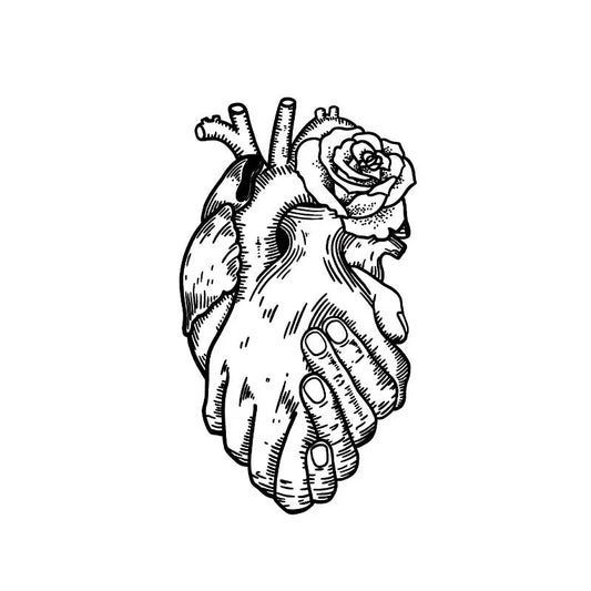 Heart Rose Hands Tattoo