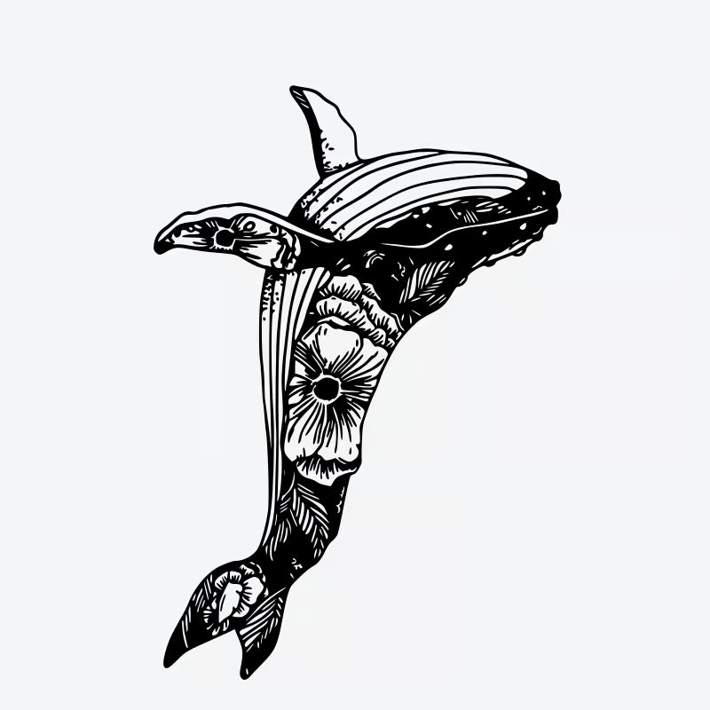 Floral Dolphin Tattoo