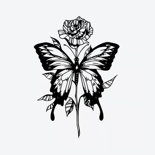 Butterfly Rose Tattoo