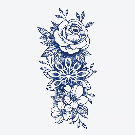 Floral Rose Snowflake Series Tattoo