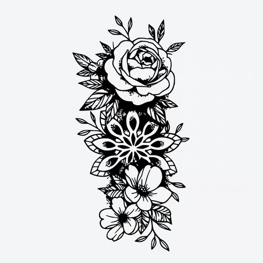 Floral Rose Snowflake Series Tattoo