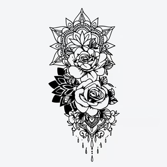 Floral Mandala Rose Tattoo