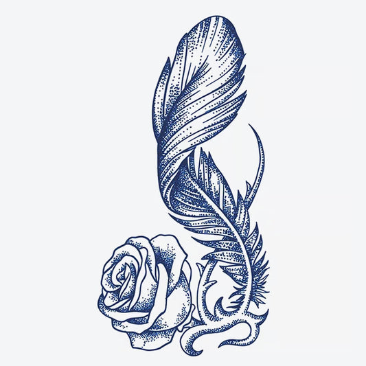 Rose And Feather Tattoo