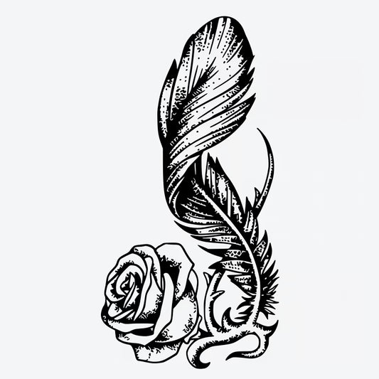 Rose And Feather Tattoo